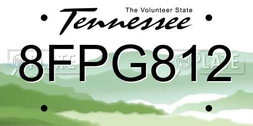 8FPG812 Tennessee License Plate