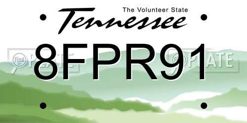 8FPR91 Tennessee License Plate