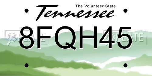 8FQH45 Tennessee License Plate