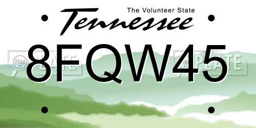 8FQW45 Tennessee License Plate