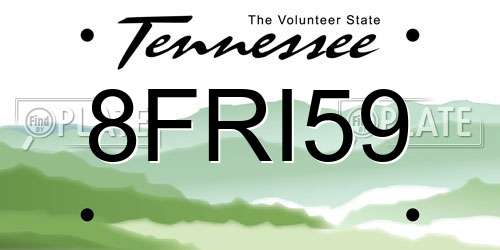 8FRI59 Tennessee License Plate