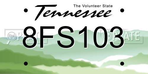 8FS103 Tennessee License Plate
