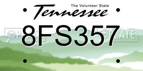 8FS357 Tennessee License Plate