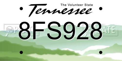 8FS928 Tennessee License Plate