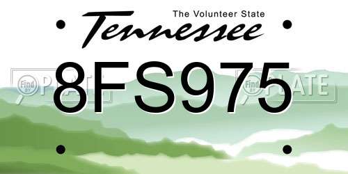 8FS975 Tennessee License Plate