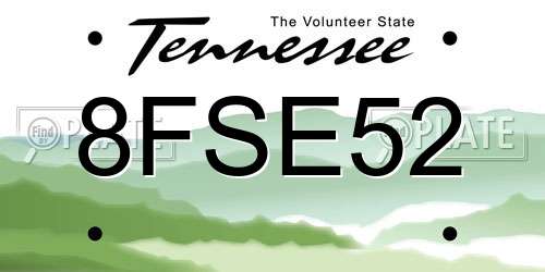 8FSE52 Tennessee License Plate