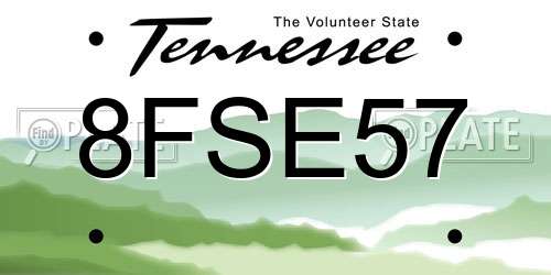 8FSE57 Tennessee License Plate