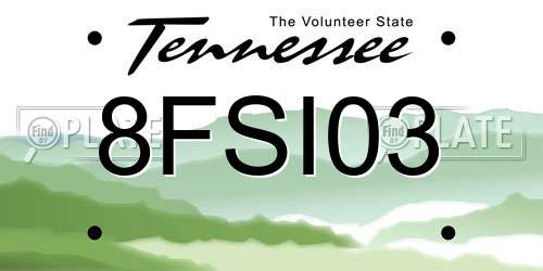 8FSI03 Tennessee License Plate