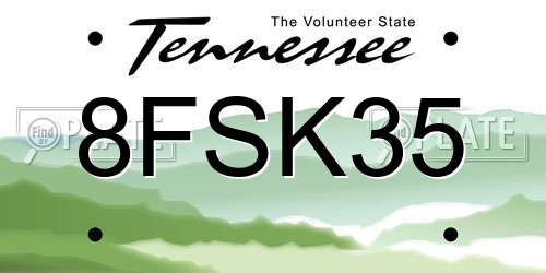8FSK35 Tennessee License Plate