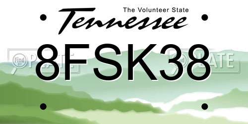 8FSK38 Tennessee License Plate
