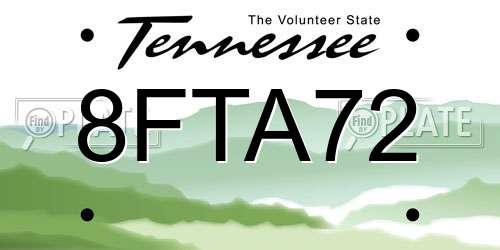 8FTA72 Tennessee License Plate