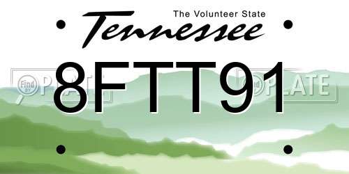8FTT91 Tennessee License Plate