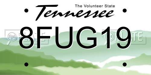 8FUG19 Tennessee License Plate