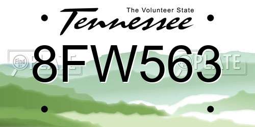 8FW563 Tennessee License Plate