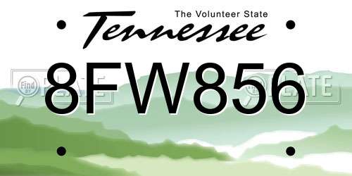 8FW856 Tennessee License Plate