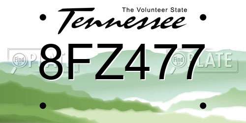 8FZ477 Tennessee License Plate
