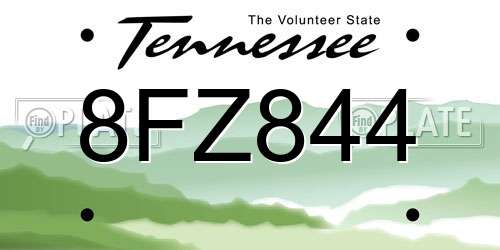 8FZ844 Tennessee License Plate