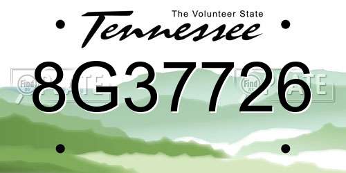 8G37726 Tennessee License Plate