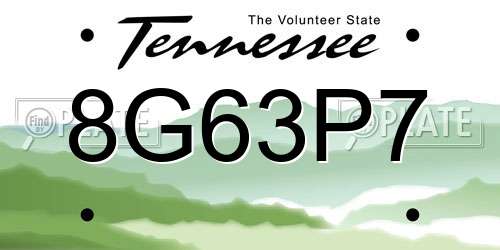 8G63P7 Tennessee License Plate