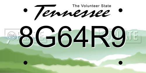 8G64R9 Tennessee License Plate
