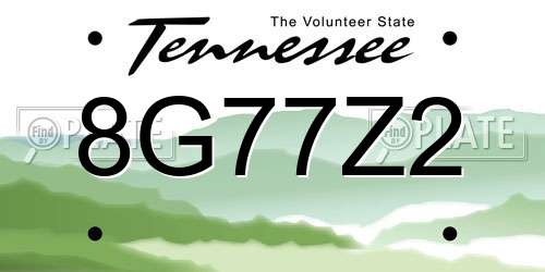 8G77Z2 Tennessee License Plate