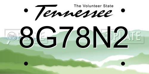 8G78N2 Tennessee License Plate