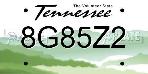 8G85Z2 Tennessee License Plate