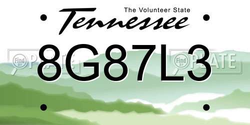 8G87L3 Tennessee License Plate