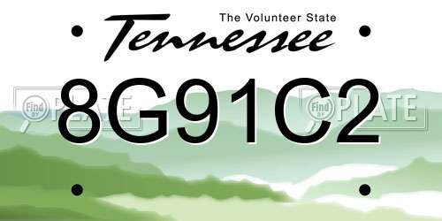 8G91C2 Tennessee License Plate