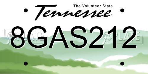 8GAS212 Tennessee License Plate