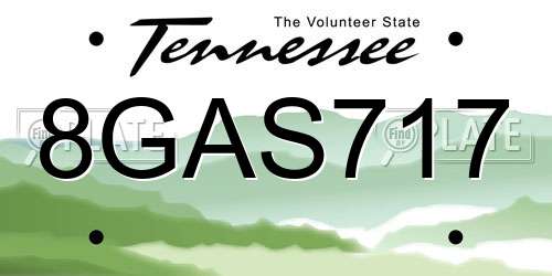 8GAS717 Tennessee License Plate