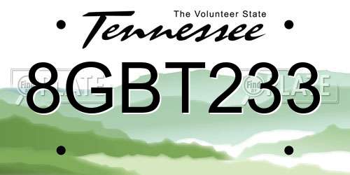 8GBT233 Tennessee License Plate