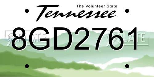 8GD2761 Tennessee License Plate