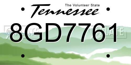 8GD7761 Tennessee License Plate