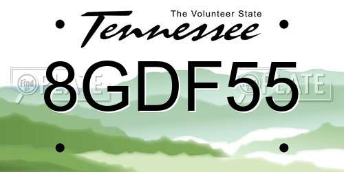 8GDF55 Tennessee License Plate