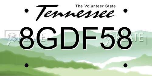 8GDF58 Tennessee License Plate