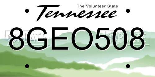 8GEO508 Tennessee License Plate