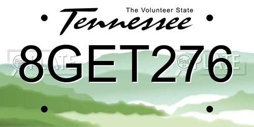 8GET276 Tennessee License Plate