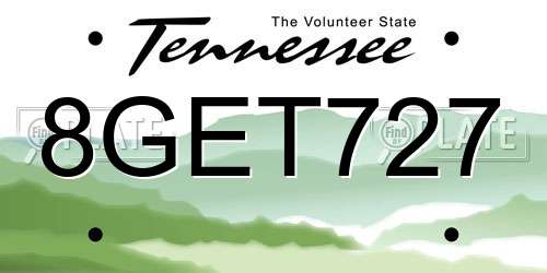 8GET727 Tennessee License Plate