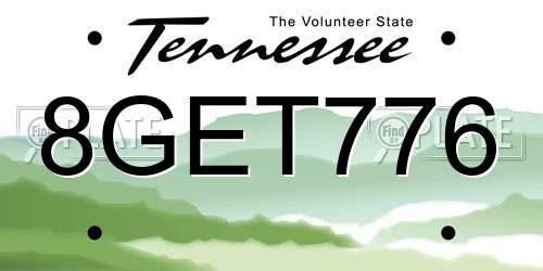 8GET776 Tennessee License Plate
