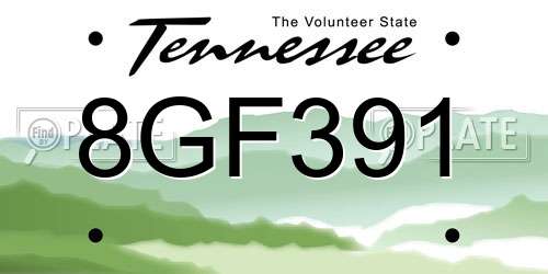 8GF391 Tennessee License Plate