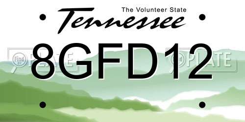 8GFD12 Tennessee License Plate