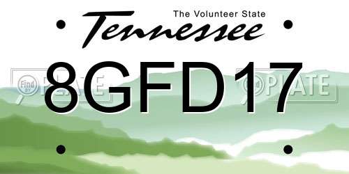 8GFD17 Tennessee License Plate