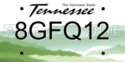 8GFQ12 Tennessee License Plate