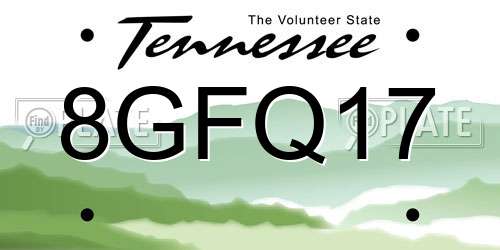8GFQ17 Tennessee License Plate