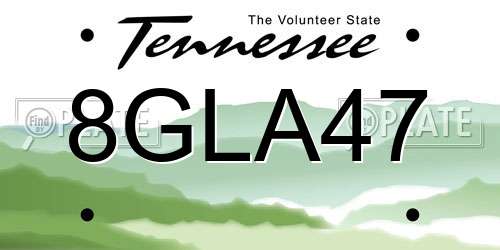 8GLA47 Tennessee License Plate