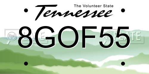 8GOF55 Tennessee License Plate