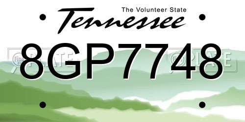 8GP7748 Tennessee License Plate