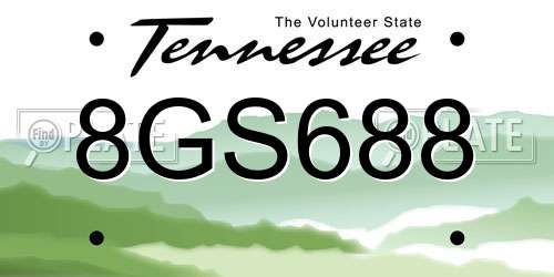 8GS688 Tennessee License Plate