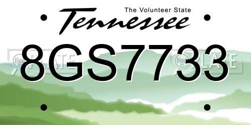 8GS7733 Tennessee License Plate